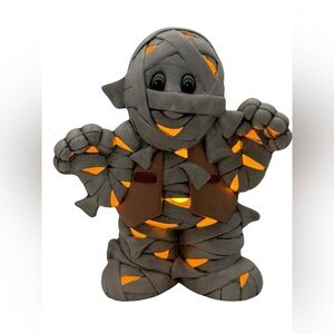 VTG 90's Halloween Light Up Ceramic Mummy Hand Painted 10” Tall Spooky,
